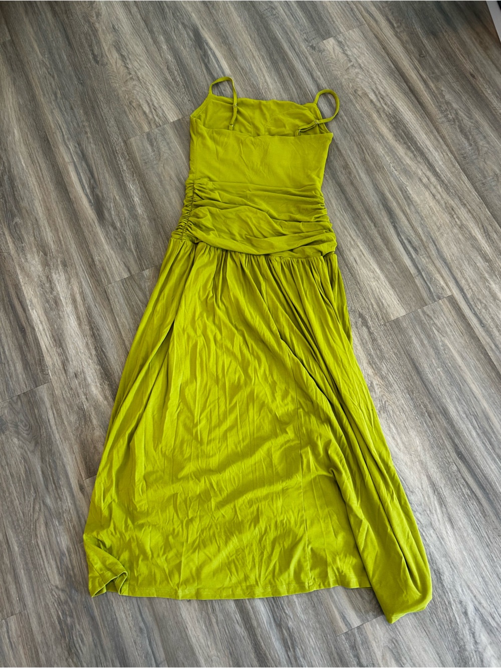 OGL Not-See-Thru Spaghetti Gathered Maxi Bra Dress size medium sprout green - Picture 5 of 6